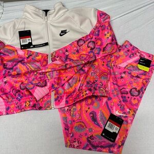 Nike Pink and Orange Patterned Leggings